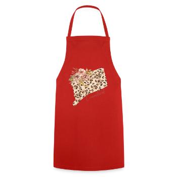 Leopard Print Map State Cenneticut - Cooking Apron - red - Front - AI Model Male 185 dark (185cm)