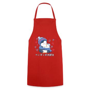 J’aime les pingouins j’aime maman pingouin - Tablier de cuisine - rouge - Devant - AI Model Male 185 dark (185cm)