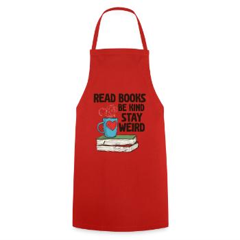 Reading books Be friendly Crazy Reading - Cooking Apron - red - Front - AI Model Male 185 dark (185cm)