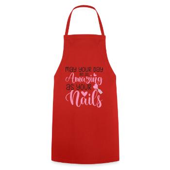 May Your Day Be As Amazing Nail Aunt - Cooking Apron - red - Front - AI Model Male 185 dark (185cm)