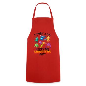 One Candy A Day Monster Funny Halloween - Cooking Apron - red - Front - AI Model Male 185 dark (185cm)