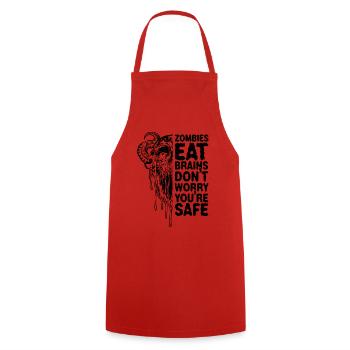 Zombies eat brains Don't worry, you're safe - Cooking Apron - red - Front - AI Model Male 185 dark (185cm)