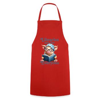 Libraries are for everyone Librarian - Cooking Apron - red - Front - AI Model Male 185 dark (185cm)