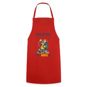 Adventure Is Calling Kids Cute Moose - Cooking Apron - red - Front - AI Model Male 185 dark (185cm)