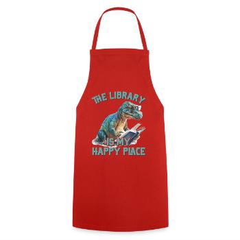 La bibliothèque est mon lieu de bonheur Dino - Tablier de cuisine - rouge - Devant - AI Model Male 185 dark (185cm)