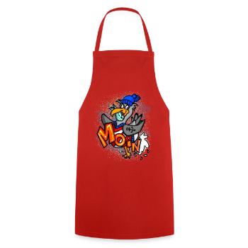 Moin Möwe Nordsee Cartoon - Kochschürze - Rot - Vorne - AI Model Male 185 dark (185cm)