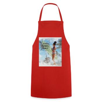 Beach Surfer Girl – Positive Vibes - Cooking Apron - red - Front - AI Model Male 185 dark (185cm)