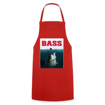 BASS ATTACK - Cooking Apron - red - Front - AI Model Male 185 dark (185cm)
