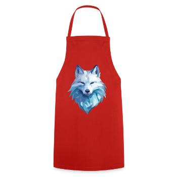Arctic fox in polygon style - Cooking Apron - red - Front - AI Model Male 185 dark (185cm)