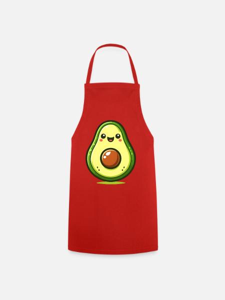 Süßes glückliches Avocado Kawaii Fruchtliebhaber Geschenk - Kochschürze - Rot