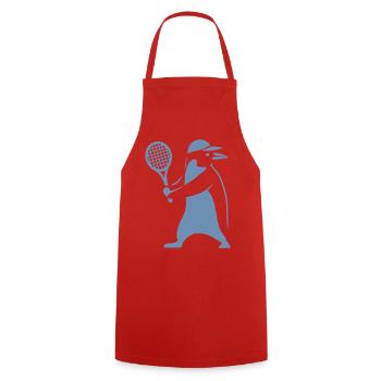 Minimalist Penguin Tennis Backhand Player - Cooking Apron - red - Front - AI Model Male 185 dark (185cm)