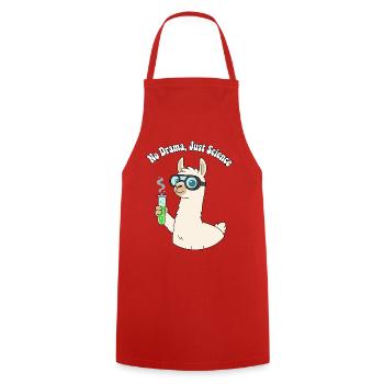 Lama Researcher: No Dramas, Science - Cooking Apron - red - Front - AI Model Male 185 dark (185cm)