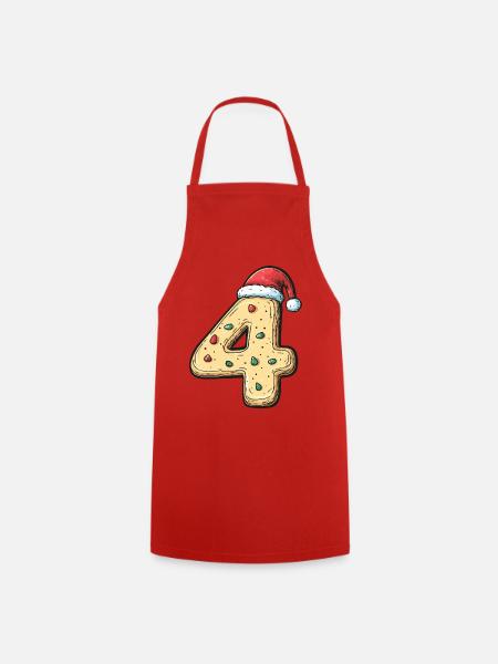 4 Zahl Keks Weihnachten - Kochschürze - Rot