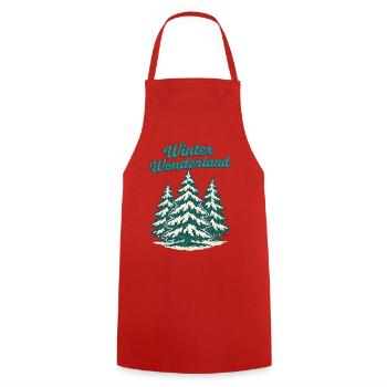 Winter Wonderland Pines - Cooking Apron - red - Front - AI Model Male 185 dark (185cm)