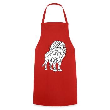 Style géométrique de polygone Lion - Tablier de cuisine - rouge - Devant - AI Model Male 185 dark (185cm)