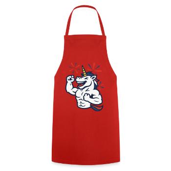 Party Unicorn Gym Maskottchen-Feier Spaßkraft - Kochschürze - Rot - Vorne - AI Model Male 185 dark (185cm)