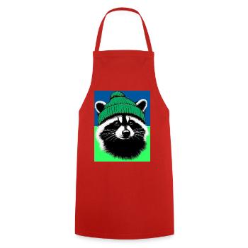 Raccoon - Cooking Apron - red - Front - AI Model Male 185 dark (185cm)