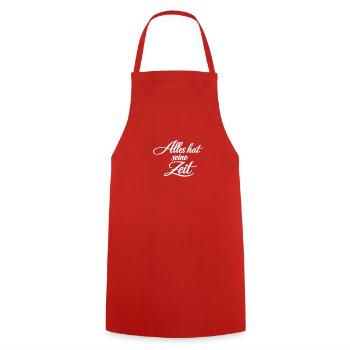 Alles hat seine Zeit – Kalligrafie-Spruch - Kochschürze - Rot - Vorne - AI Model Male 185 dark (185cm)