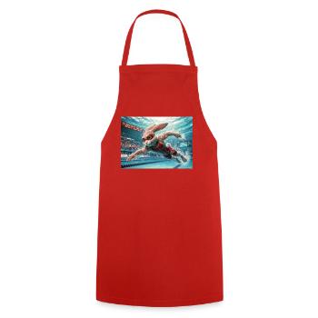 Rabbit Swim Champion - Cooking Apron - red - Front - AI Model Male 185 dark (185cm)