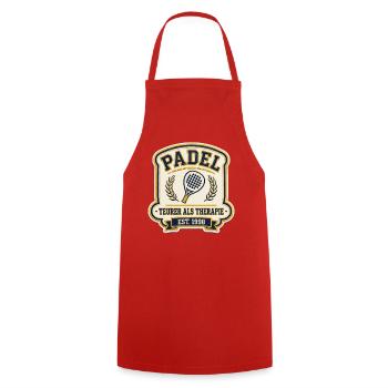 Padel Shirt Teurer Als Therapie | Padel Geschenk - Kochschürze - Rot - Vorne - AI Model Male 185 dark (185cm)