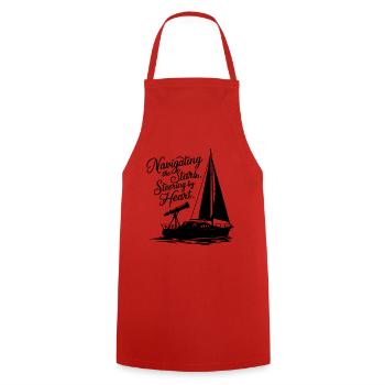 Voile, Voilier, Étoiles, Télescope - Tablier de cuisine - rouge - Devant - AI Model Male 185 dark (185cm)
