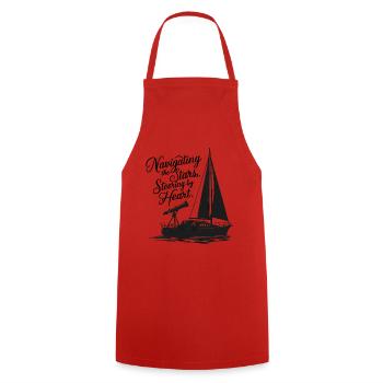 Voile, Voilier, Étoiles, Télescope - Tablier de cuisine - rouge - Devant - AI Model Male 185 dark (185cm)