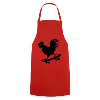 Chicken Rooster Hen Skateboard Skater Silhouette - Cooking Apron - red - Front - AI Model Male 185 dark (185cm)