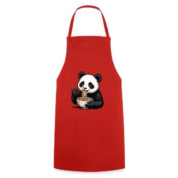 Panda mignon mangeant des nouilles - Tablier de cuisine - rouge - Devant - AI Model Male 185 dark (185cm)