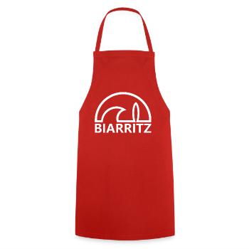 Biarritz sun minimalistisches Surfbrett weiß - Kochschürze - Rot - Vorne - AI Model Male 185 dark (185cm)