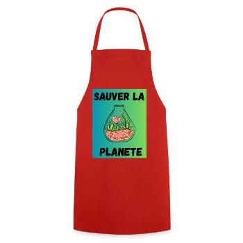 SPRING. GARDENING. RETIREMENT. SPRING. GARDEN. - Cooking Apron - red - Front - AI Model Male 185 dark (185cm)
