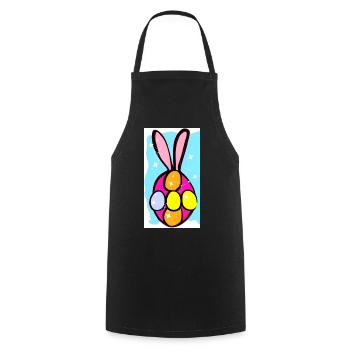 Bunte Osterhasen-Eier Illustration - Kochschürze - Schwarz - Vorne - AI Model Male 185 dark (185cm)