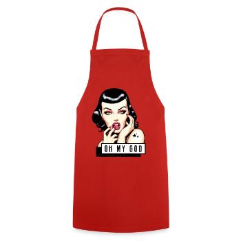 Lola Rockabilly Illustration TShirt - Cooking Apron - red - Front - AI Model Male 185 dark (185cm)