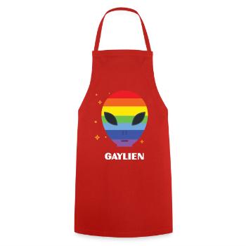 LGBT Pride Month - Gaylien - Cooking Apron - red - Front - AI Model Male 185 dark (185cm)