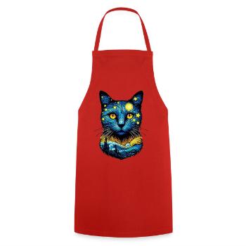 Cat - Cooking Apron - red - Front - AI Model Male 185 dark (185cm)