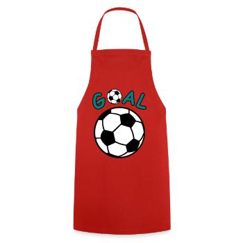 Football avec lettrage Goal - Tablier de cuisine - rouge - Devant - AI Model Male 185 dark (185cm)