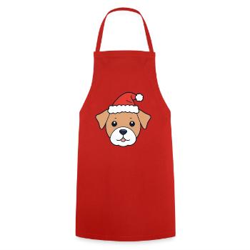 Chien avec chapeau de Père Noël - Tablier de cuisine - rouge - Devant - AI Model Male 185 dark (185cm)
