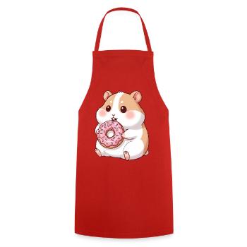 Süße Hamster und Meerschweinchen Cartoon Donut  - Kochschürze - Rot - Vorne - AI Model Male 185 dark (185cm)