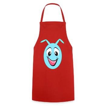 Blue Heart Smile Cartoon - Cooking Apron - red - Front - AI Model Male 185 dark (185cm)