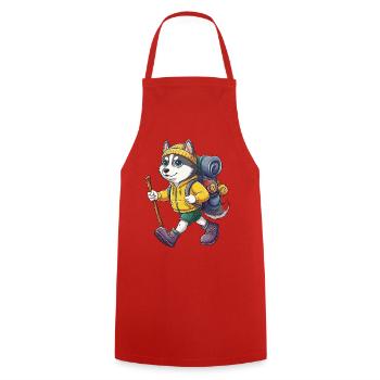 Süßer Husky-Hund Wandern Camping Abenteuer Rucksacktourist - Kochschürze - Rot - Vorne - AI Model Male 185 dark (185cm)