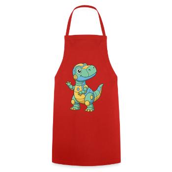 Colorful Robo-Dino - Cooking Apron - red - Front - AI Model Male 185 dark (185cm)