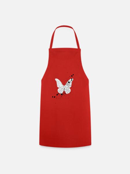 White Butterfly - Cooking Apron - red