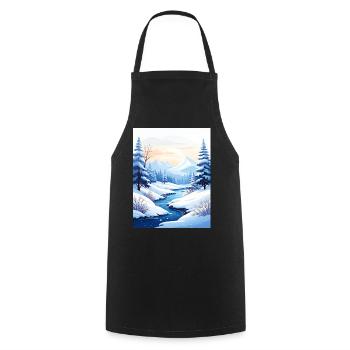 Snow-covered winter landscape - Cooking Apron - black - Front - AI Model Male 185 dark (185cm)
