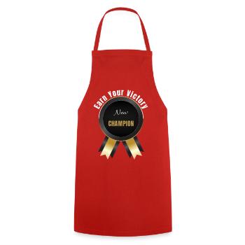 Verdiene deinen Sieg – Champion | Motivationspreis Ba - Kochschürze - Rot - Vorne - AI Model Male 185 dark (185cm)