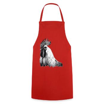 Fans de poulet - Coq - Coq - Poulet fleur - Bio - Tablier de cuisine - rouge - Devant - AI Model Male 185 dark (185cm)