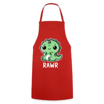 Cute Dinosaur T-Rex Cartoon Roar Comic - Cooking Apron - red - Front - AI Model Male 185 dark (185cm)