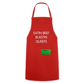 Queefs au bœuf Blastin - Tablier de cuisine - rouge - Devant - AI Model Male 185 dark (185cm)