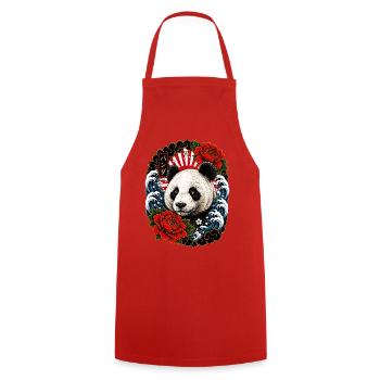 Panda im japanischen Irezumi Tattoo Stil - Kochschürze - Rot - Vorne - AI Model Male 185 dark (185cm)