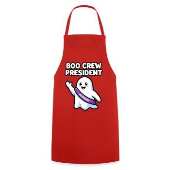 Boo Crew President Halloween Geist - Kochschürze - Rot - Vorne - AI Model Male 185 dark (185cm)