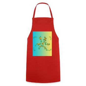 Golden Flower Vine Gradient - Cooking Apron - red - Front - AI Model Male 185 dark (185cm)