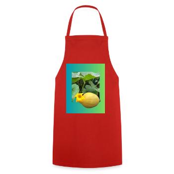 Yellow zucchini with blossom - Cooking Apron - red - Front - AI Model Male 185 dark (185cm)